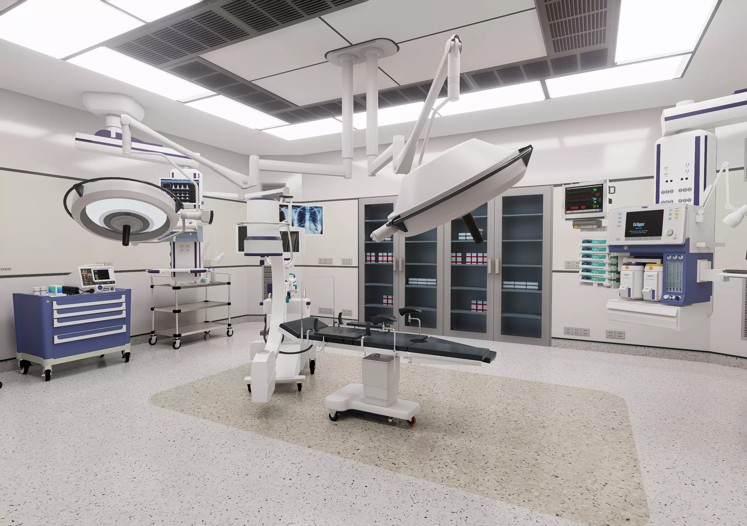 MEDICAL SPACES-SURGICAL OPERATION ROOM Low-poly 3D model_1