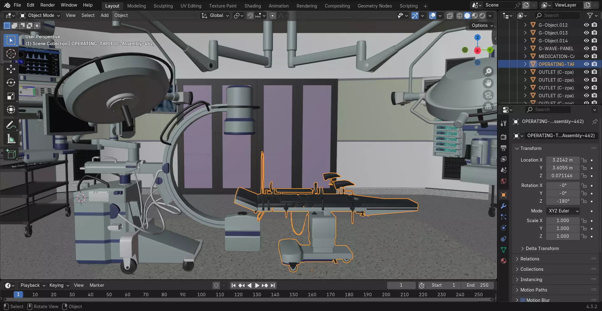 MEDICAL SPACES-SURGICAL OPERATION ROOM Low-poly 3D model_8