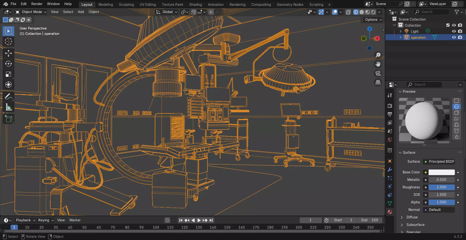 MEDICAL SPACES-SURGICAL OPERATION ROOM Low-poly 3D model_11