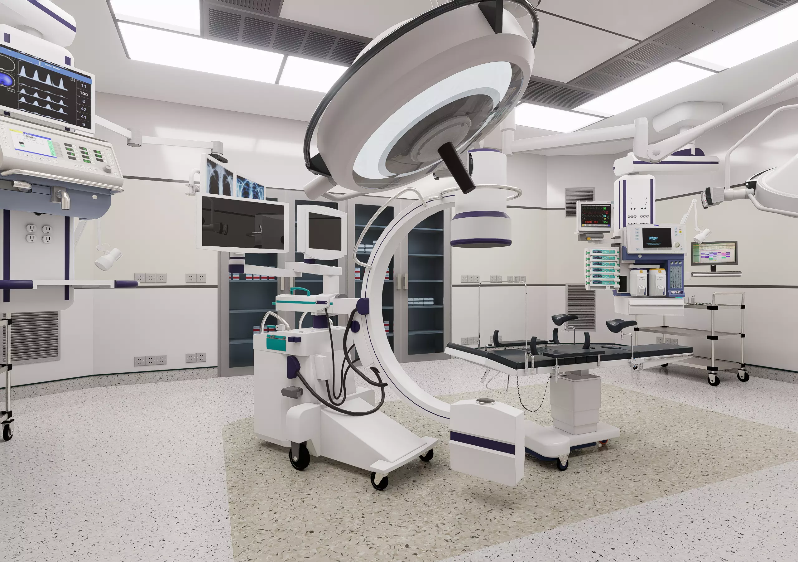 MEDICAL SPACES-SURGICAL OPERATION ROOM Low-poly 3D model_5