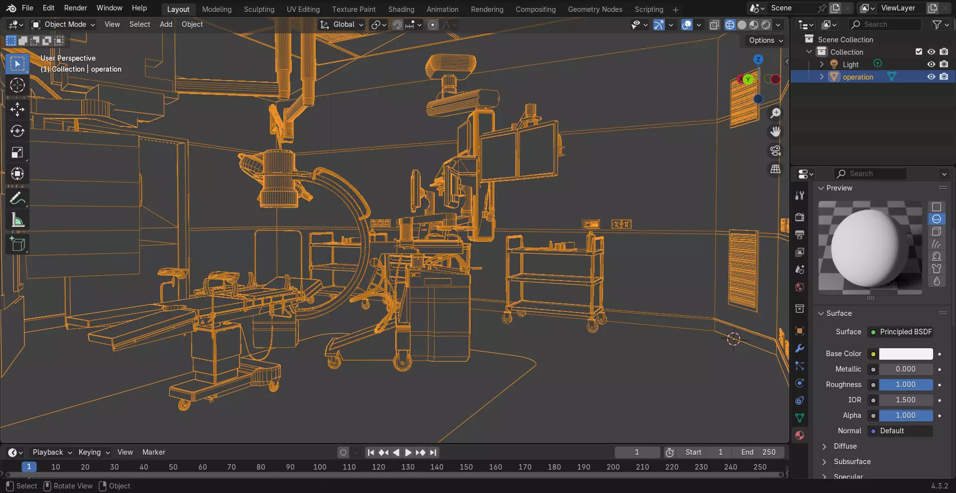 MEDICAL SPACES-SURGICAL OPERATION ROOM Low-poly 3D model_10