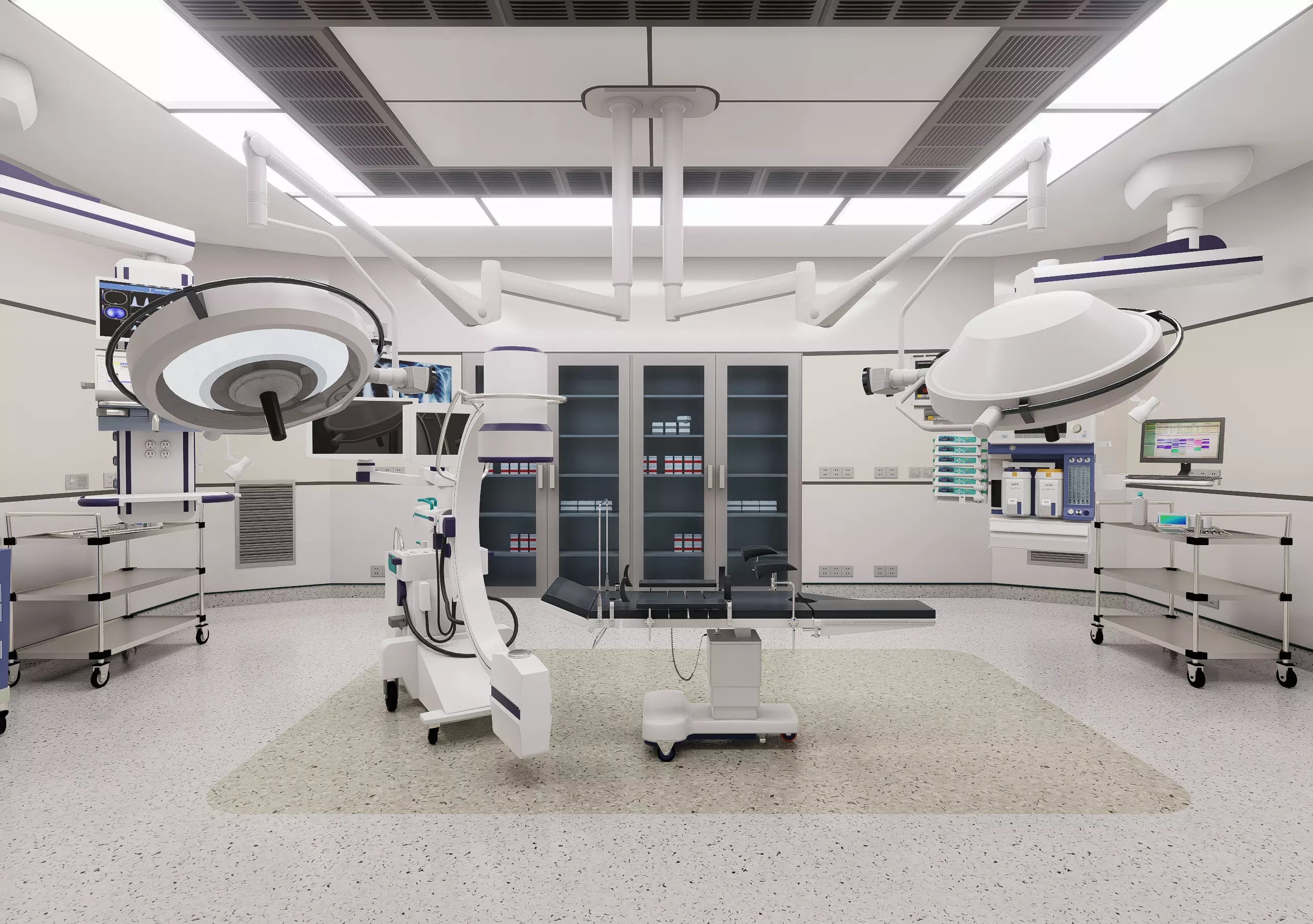 MEDICAL SPACES-SURGICAL OPERATION ROOM Low-poly 3D model_0
