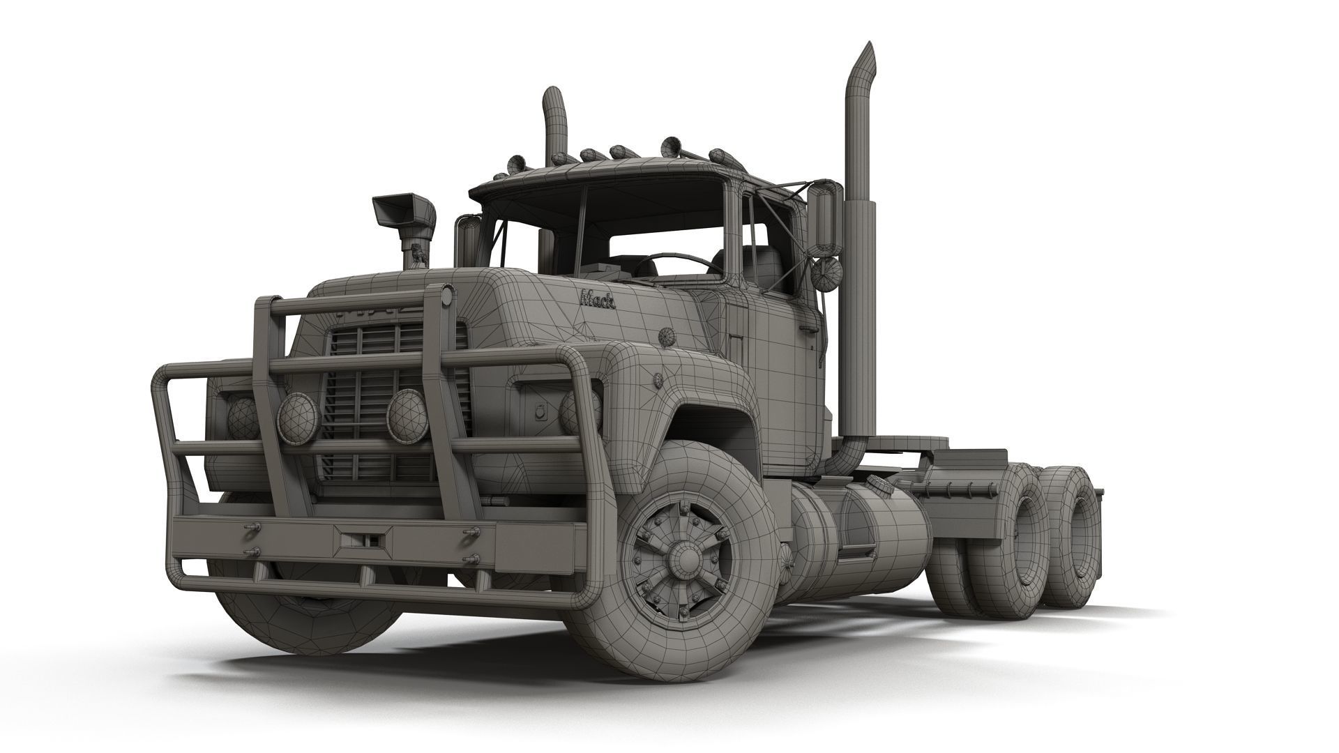 Industrial fuel trailer truck Low-poly 3D model_33