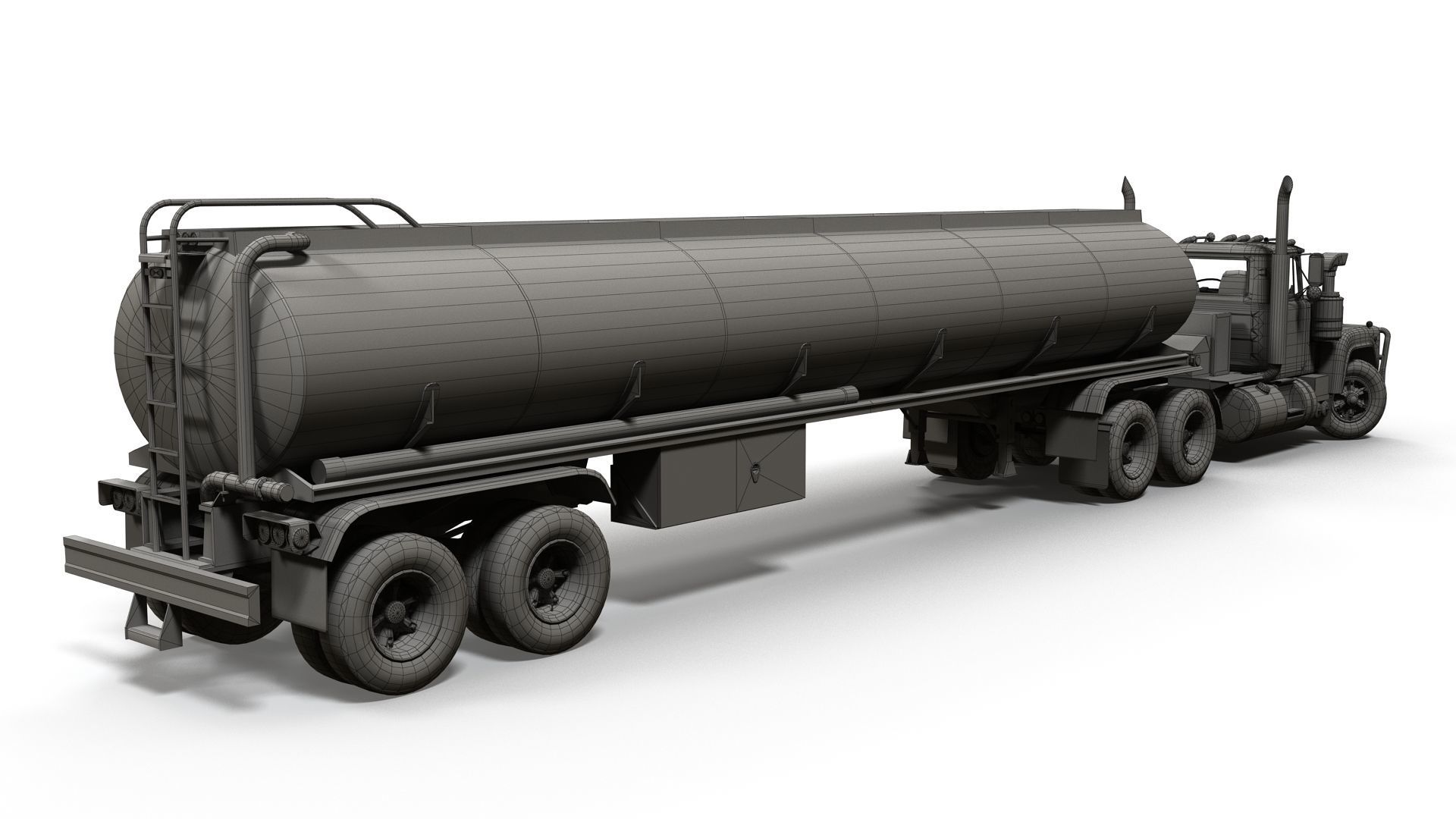 Industrial fuel trailer truck Low-poly 3D model_35