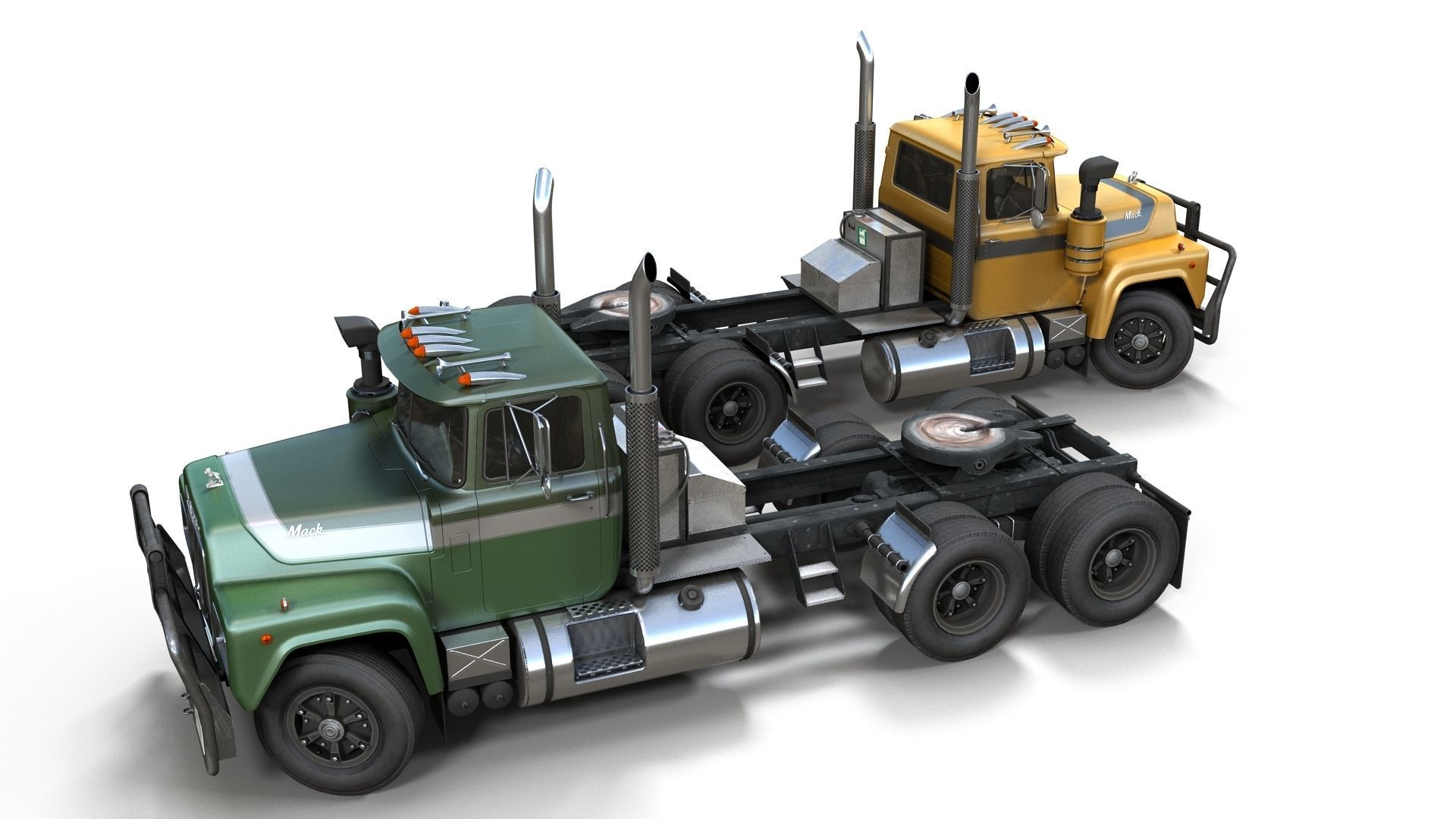 Industrial fuel trailer truck Low-poly 3D model_9