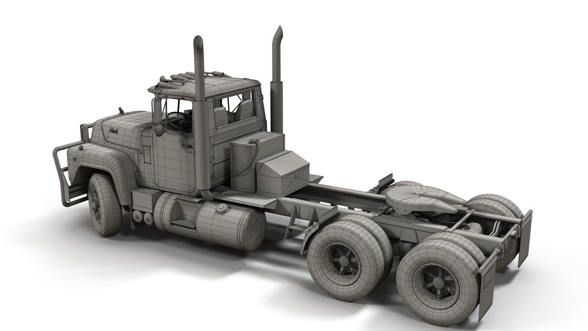 Industrial fuel trailer truck Low-poly 3D model_30