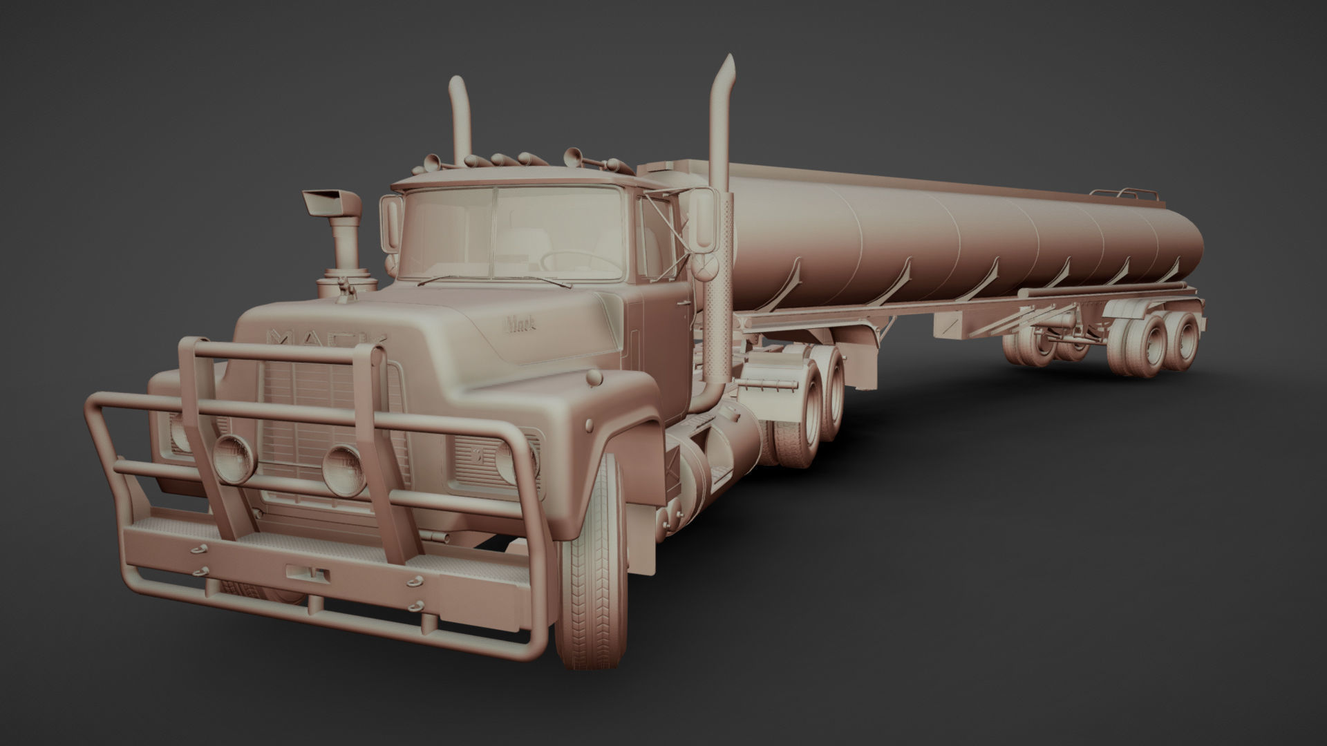 Industrial fuel trailer truck Low-poly 3D model_22