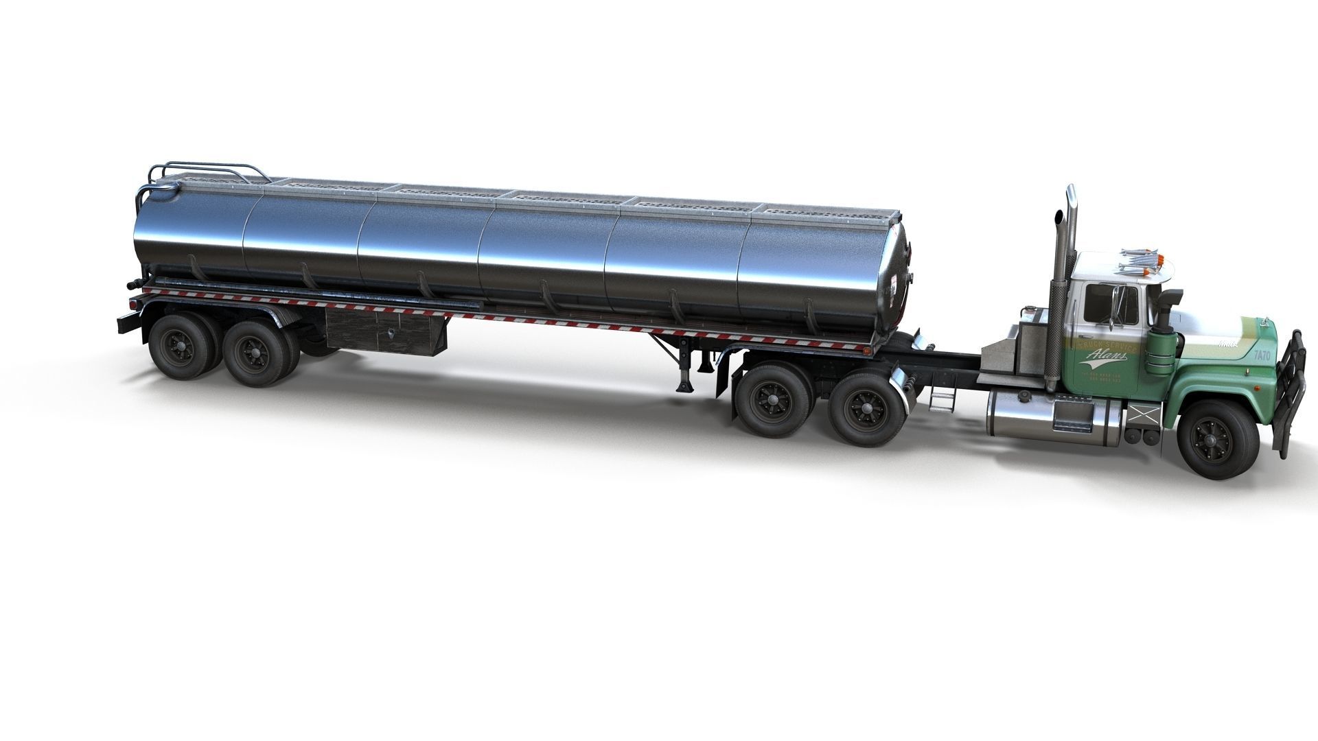 Industrial fuel trailer truck Low-poly 3D model_46