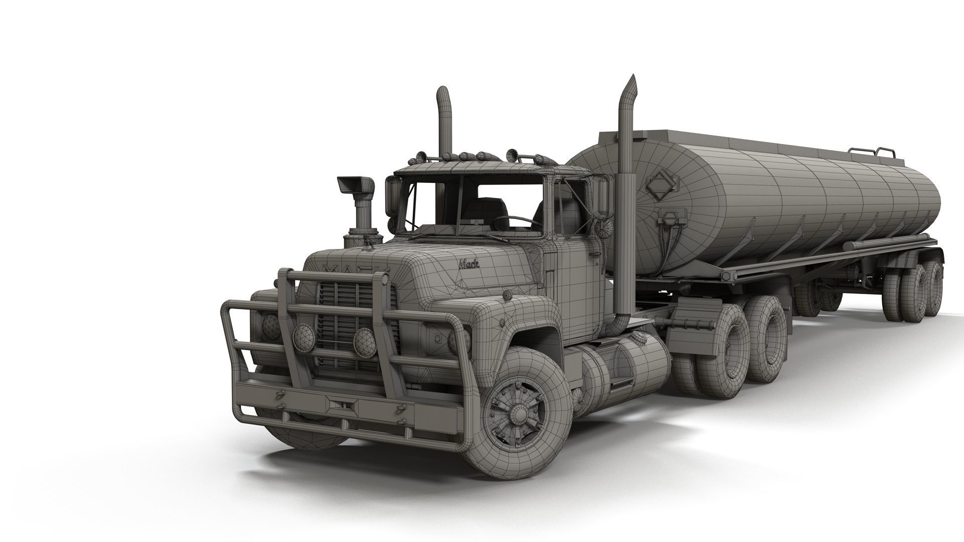 Industrial fuel trailer truck Low-poly 3D model_34