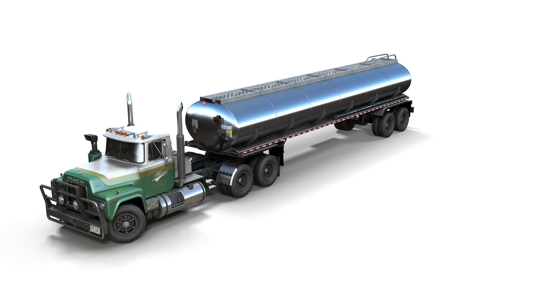 Industrial fuel trailer truck Low-poly 3D model_43