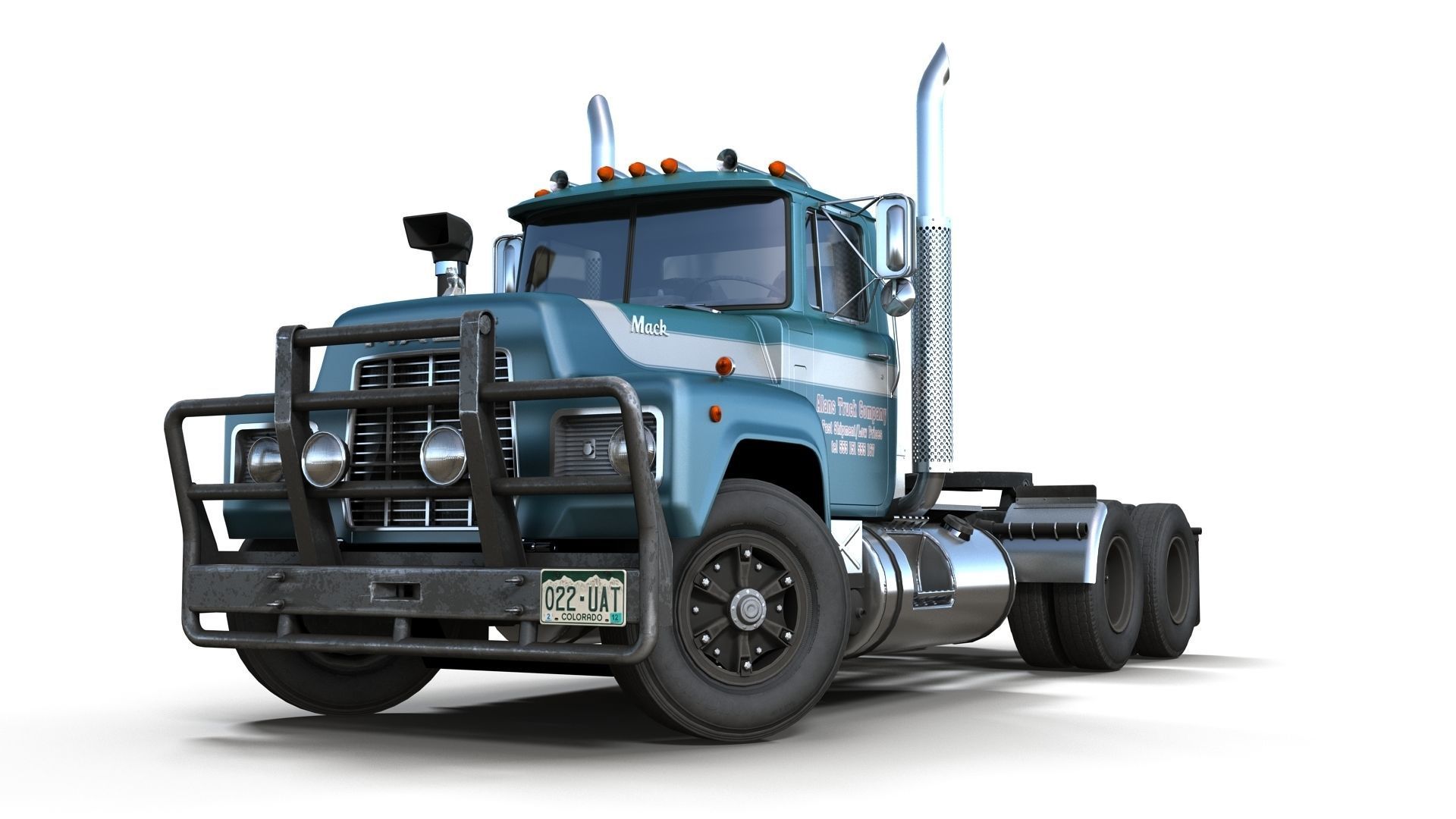 Industrial fuel trailer truck Low-poly 3D model_14