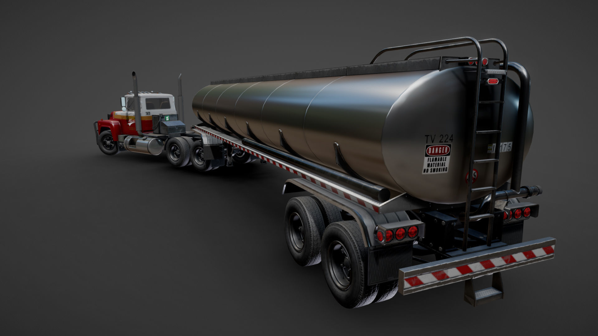Industrial fuel trailer truck Low-poly 3D model_17