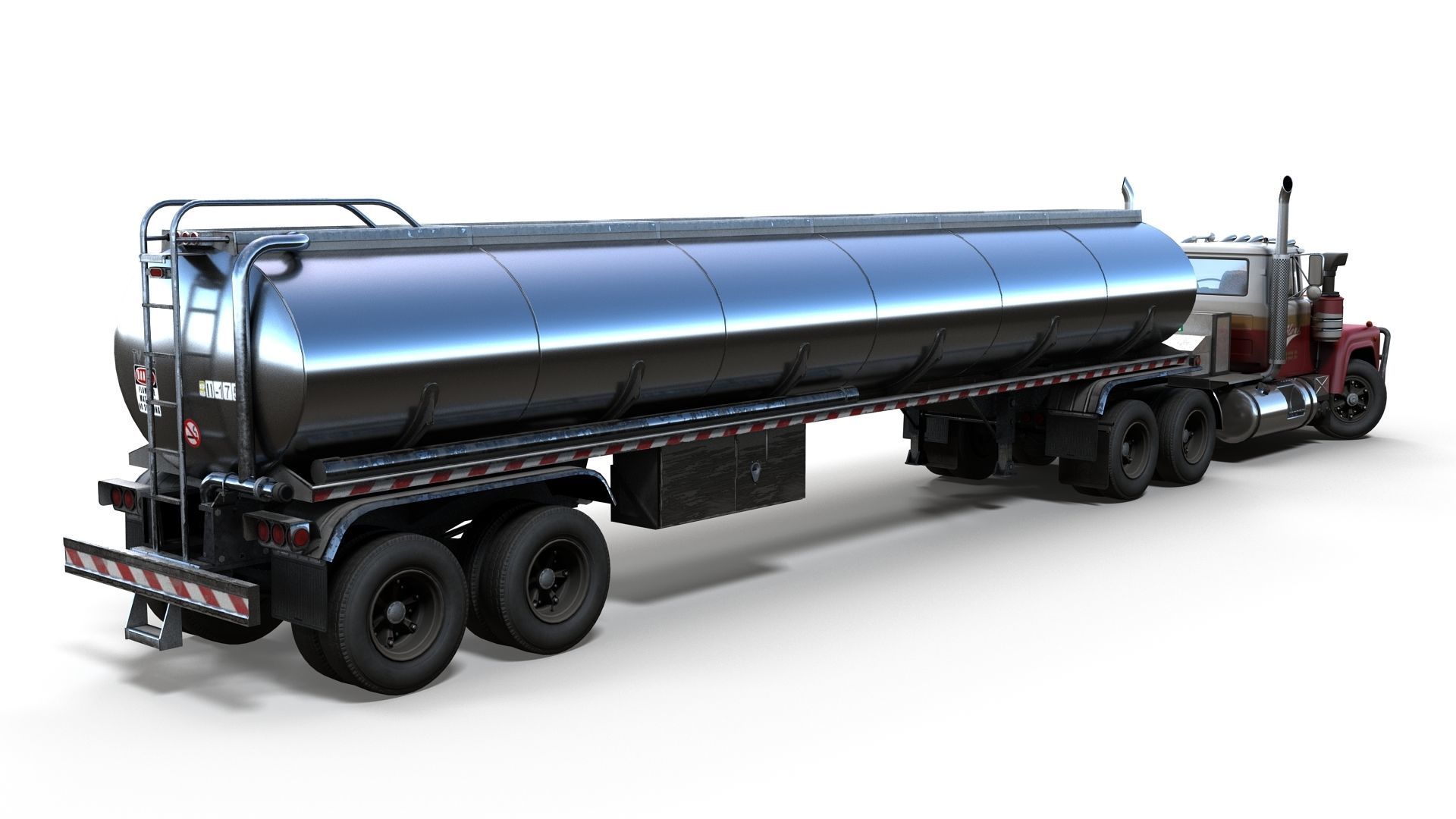 Industrial fuel trailer truck Low-poly 3D model_1