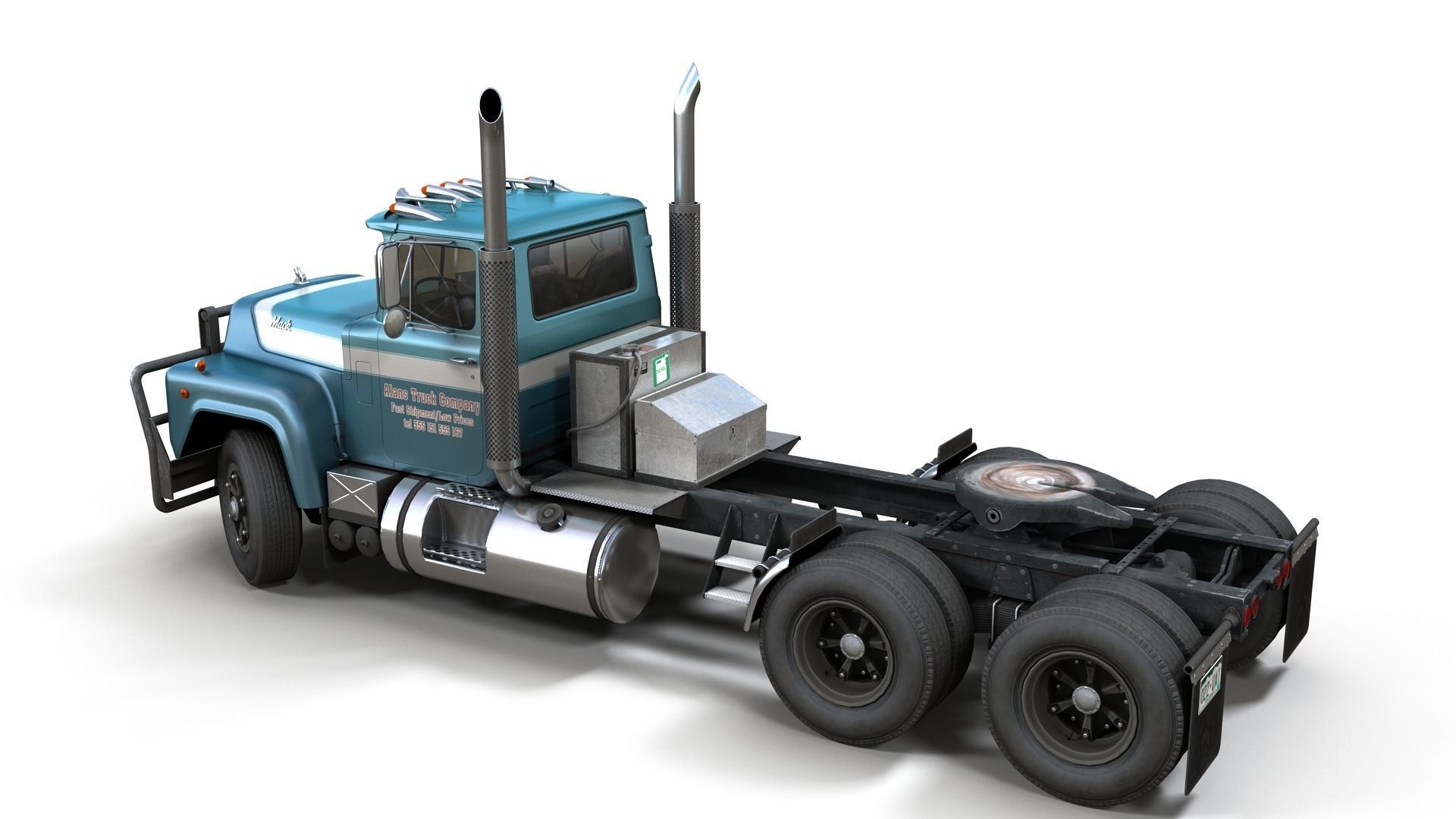 Industrial fuel trailer truck Low-poly 3D model_11