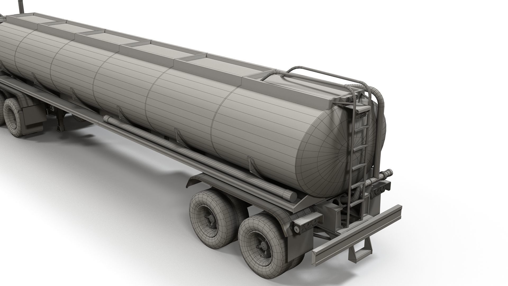 Industrial fuel trailer truck Low-poly 3D model_37