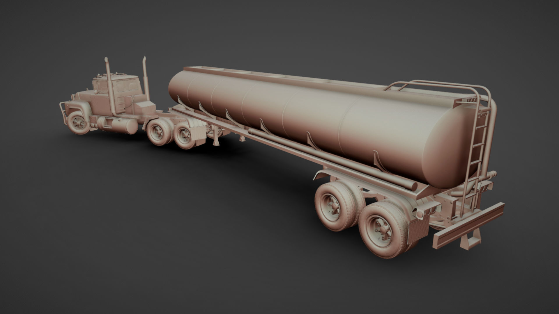 Industrial fuel trailer truck Low-poly 3D model_23