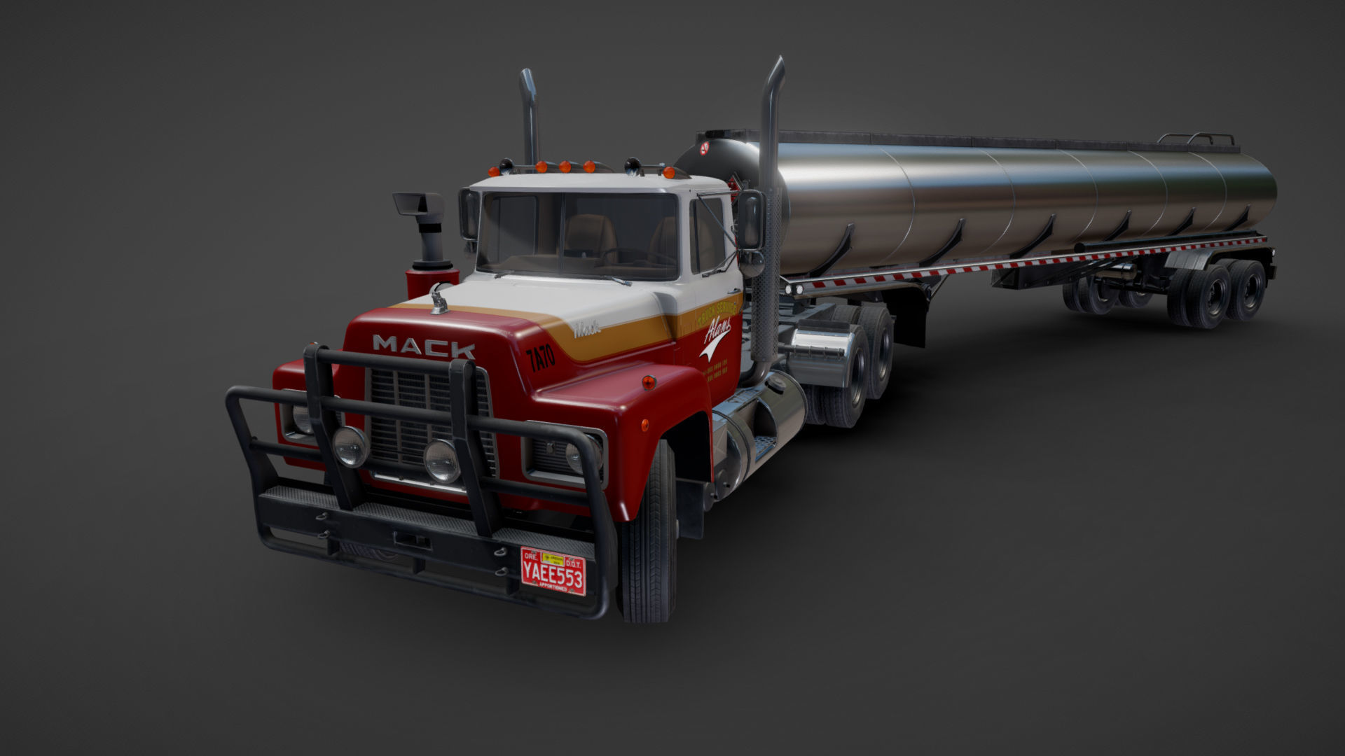 Industrial fuel trailer truck Low-poly 3D model_15