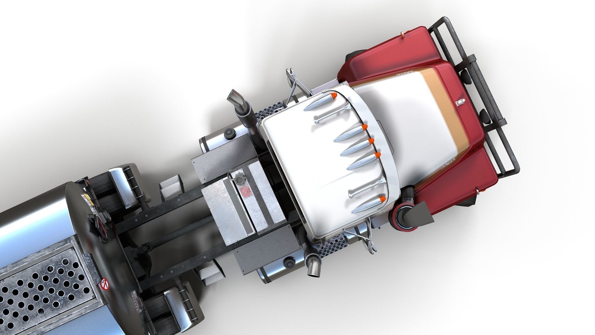 Industrial fuel trailer truck Low-poly 3D model_7