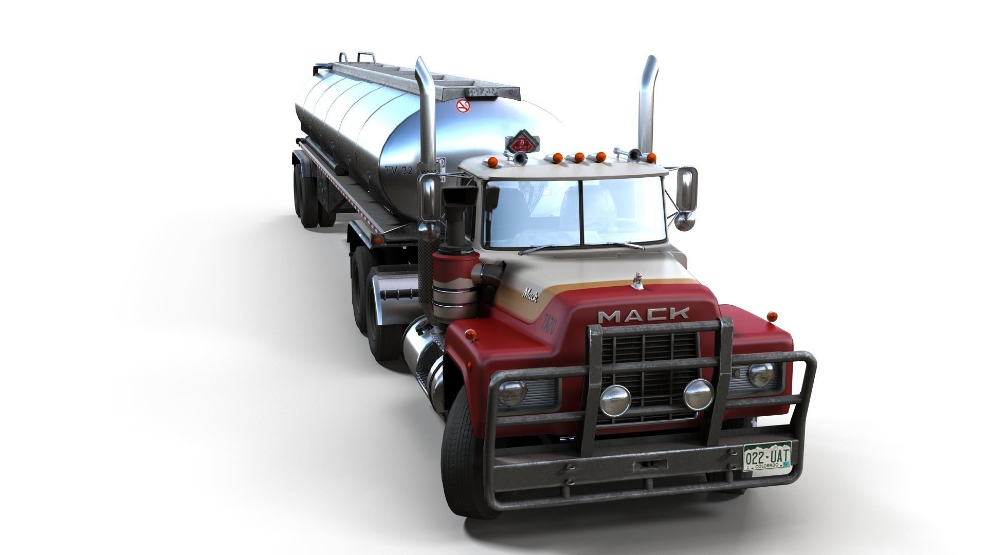 Industrial fuel trailer truck Low-poly 3D model_6