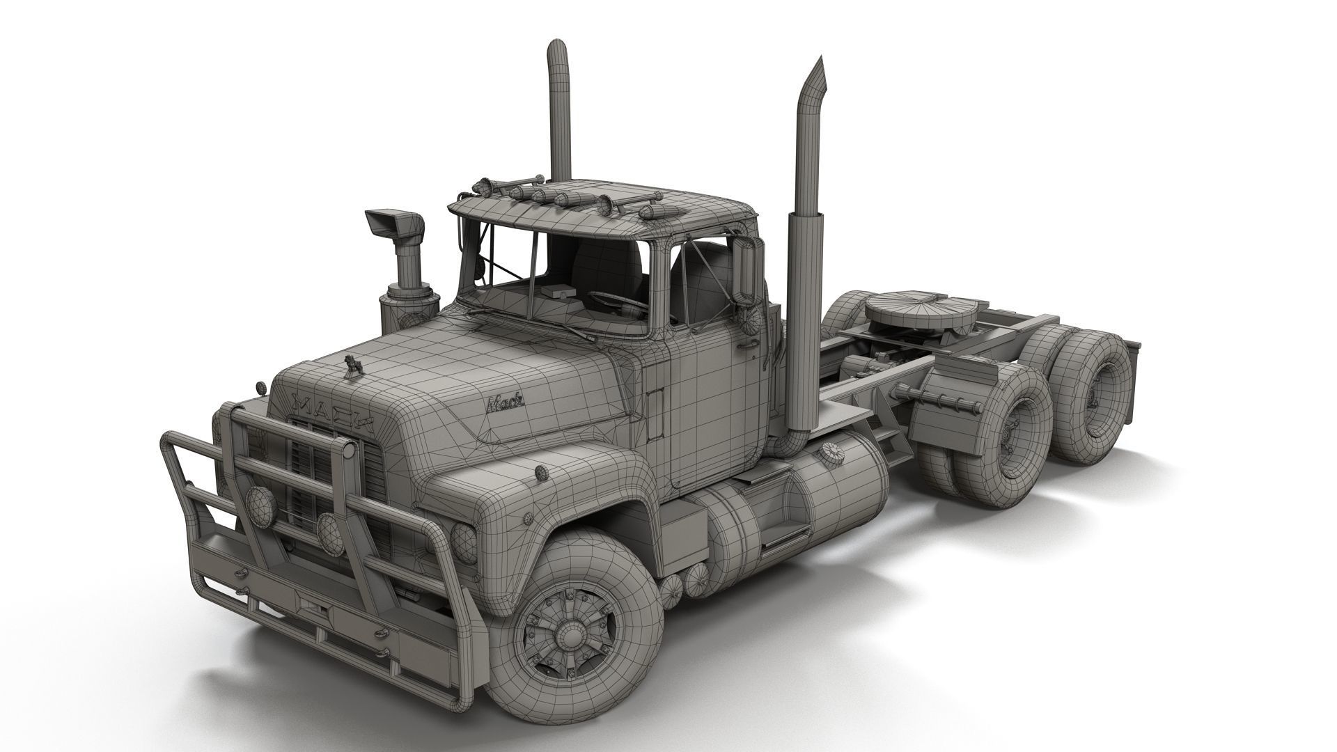Industrial fuel trailer truck Low-poly 3D model_29