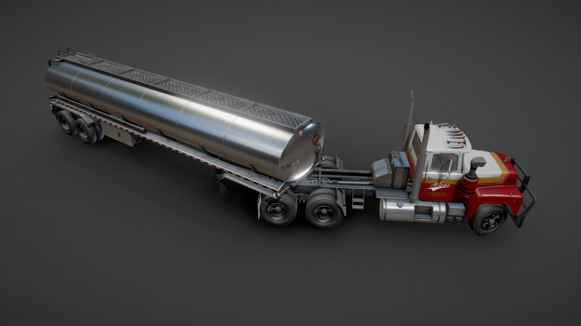 Industrial fuel trailer truck Low-poly 3D model_16