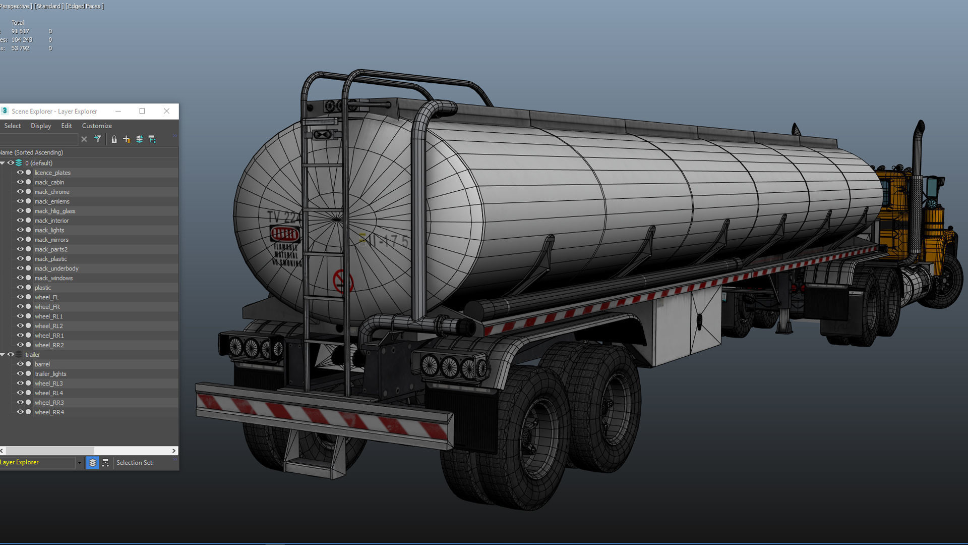 Industrial fuel trailer truck Low-poly 3D model_27