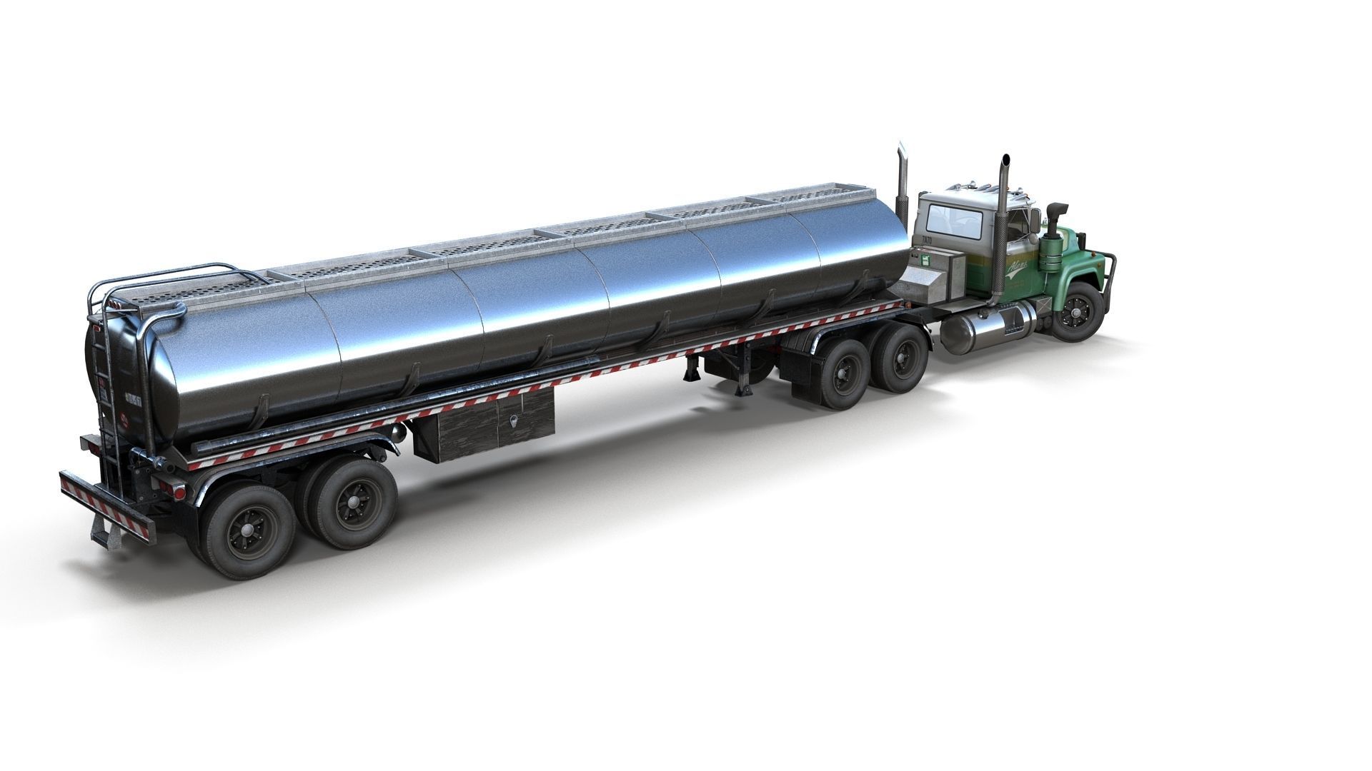 Industrial fuel trailer truck Low-poly 3D model_48