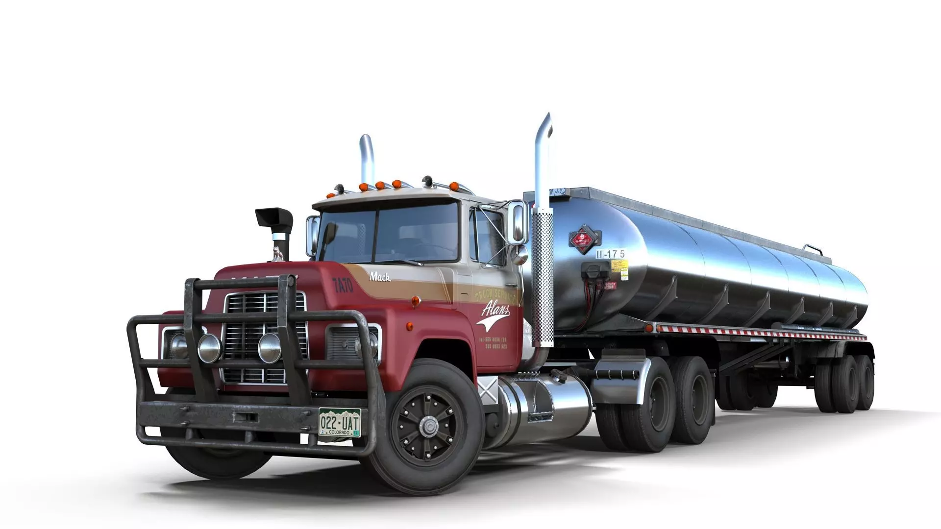 Industrial fuel trailer truck Low-poly 3D model_0