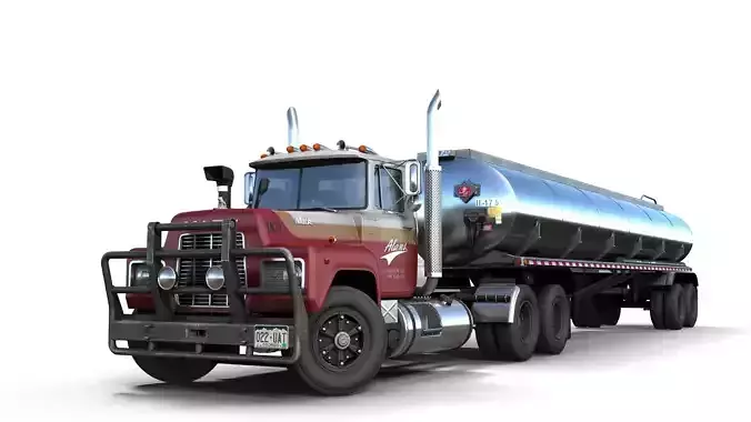 Industrial fuel trailer truck Low-poly 3D model