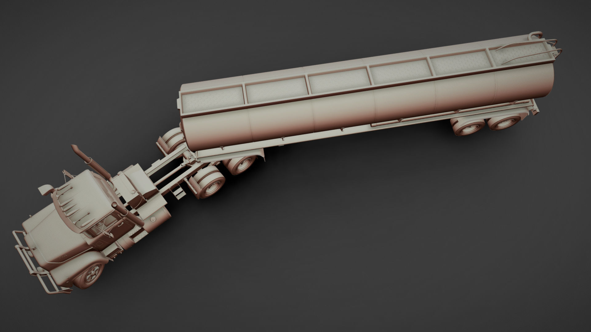 Industrial fuel trailer truck Low-poly 3D model_24