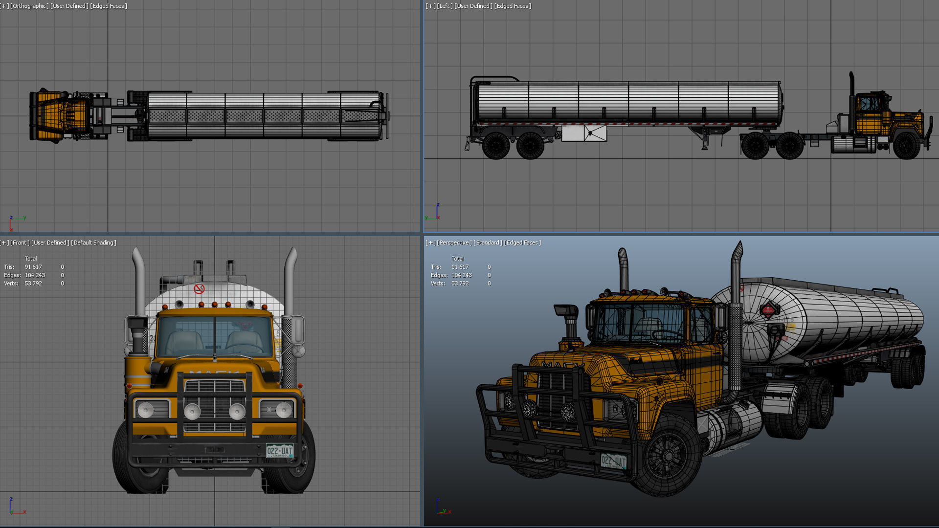 Industrial fuel trailer truck Low-poly 3D model_28