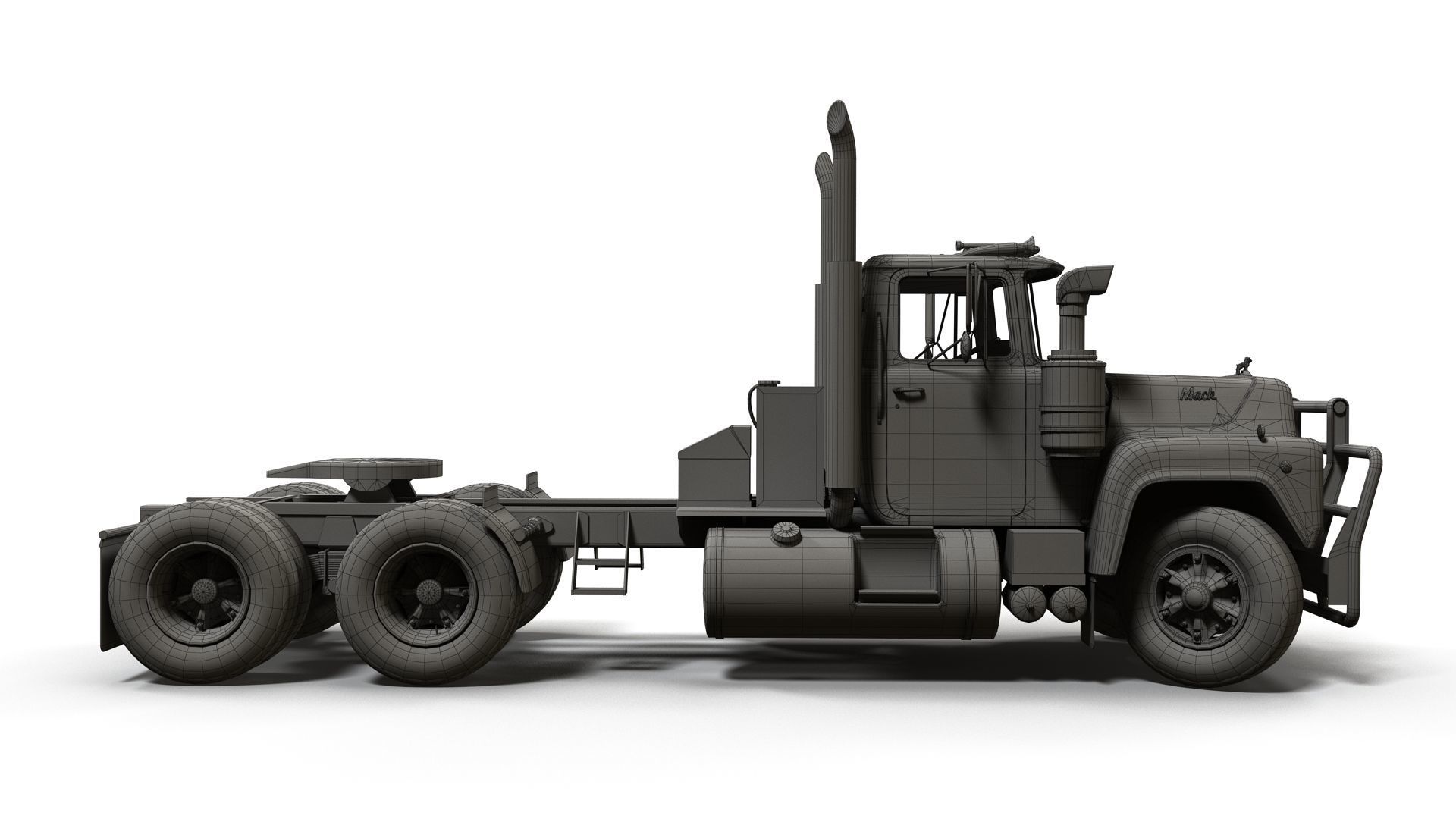 Industrial fuel trailer truck Low-poly 3D model_31