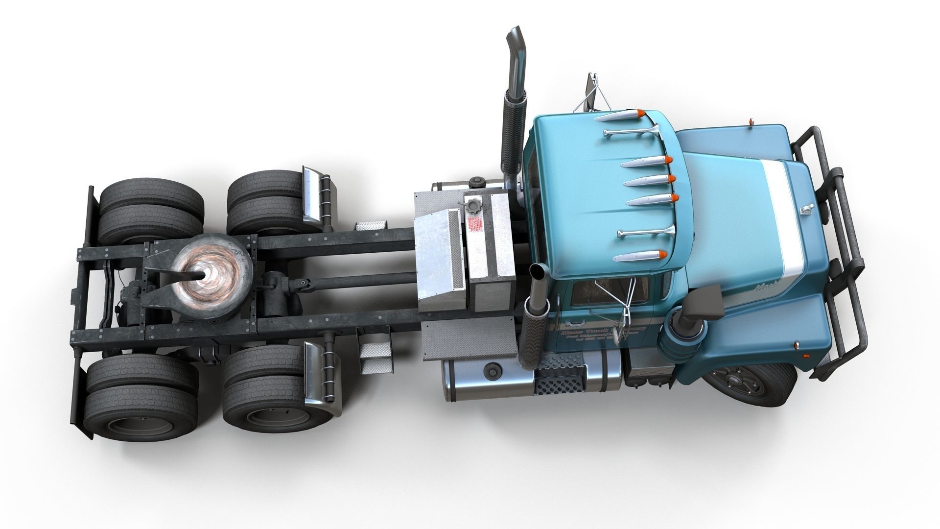 Industrial fuel trailer truck Low-poly 3D model_13
