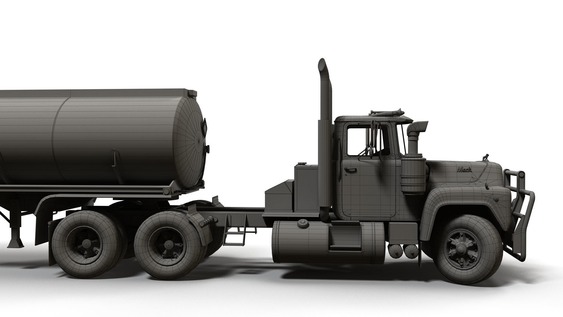 Industrial fuel trailer truck Low-poly 3D model_38