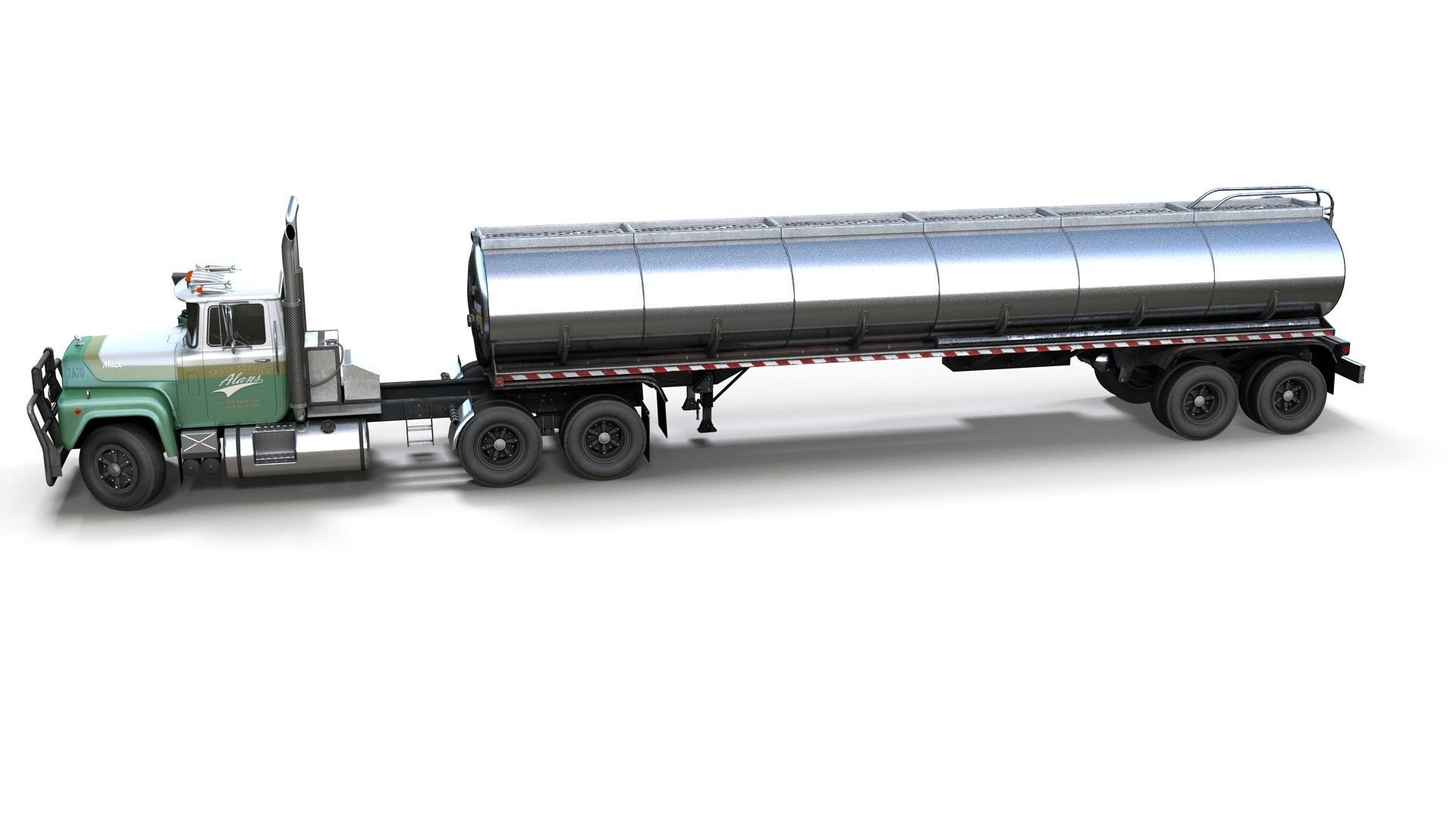 Industrial fuel trailer truck Low-poly 3D model_44