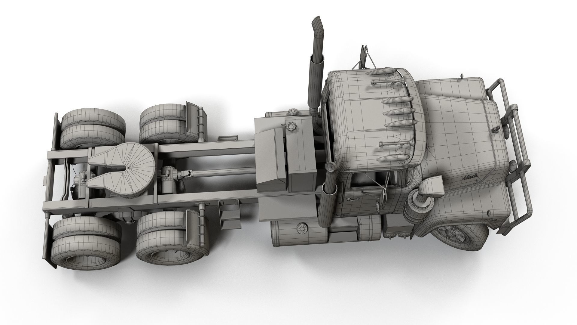Industrial fuel trailer truck Low-poly 3D model_32