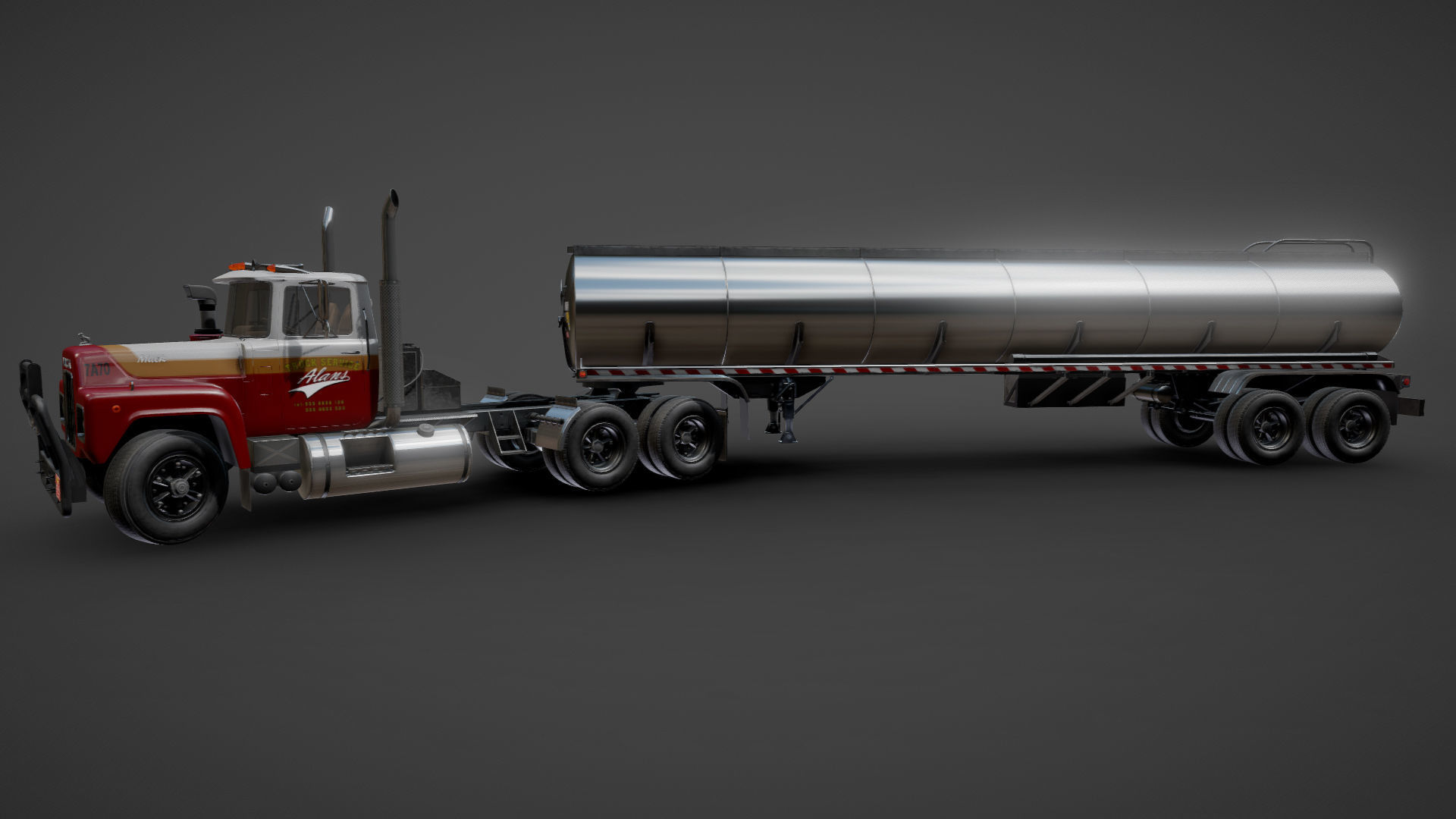 Industrial fuel trailer truck Low-poly 3D model_18