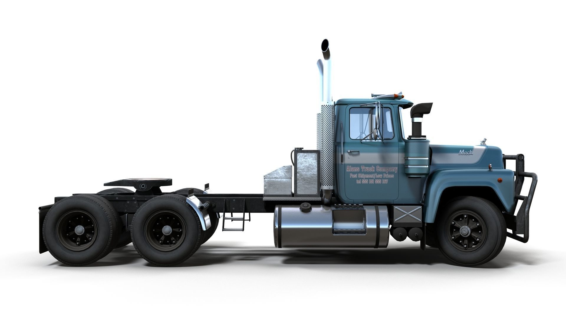 Industrial fuel trailer truck Low-poly 3D model_12