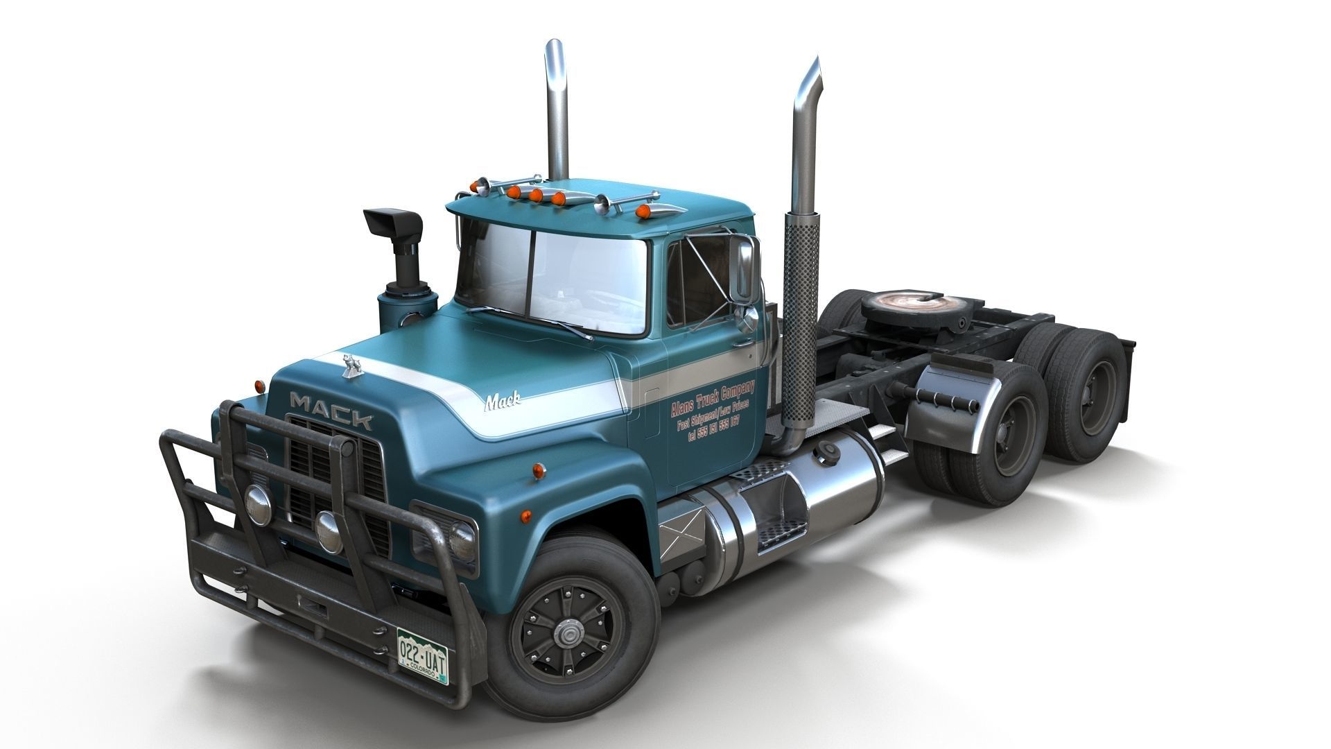 Industrial fuel trailer truck Low-poly 3D model_10