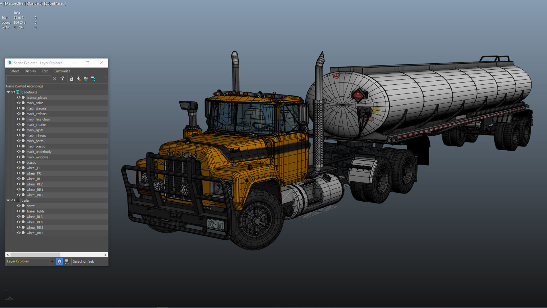Industrial fuel trailer truck Low-poly 3D model_26