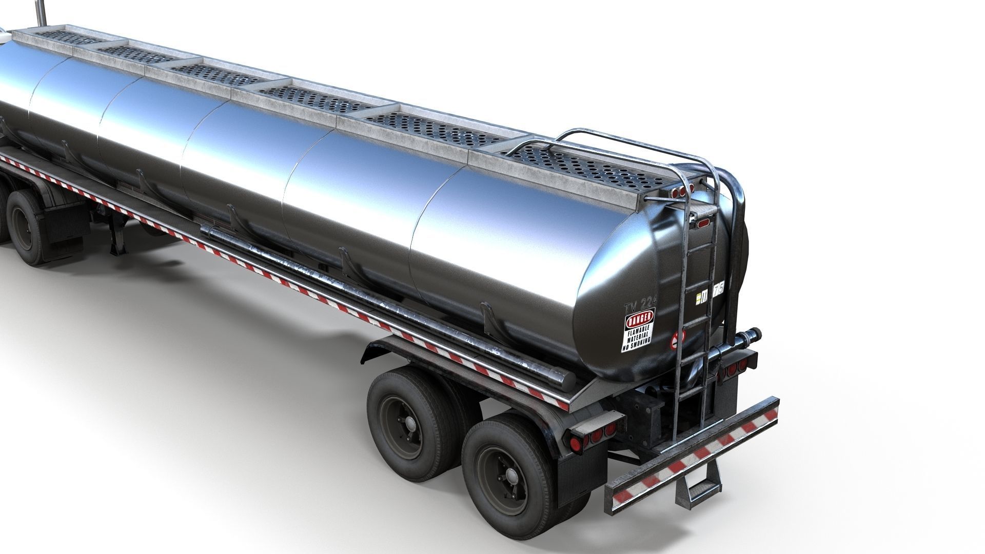 Industrial fuel trailer truck Low-poly 3D model_3