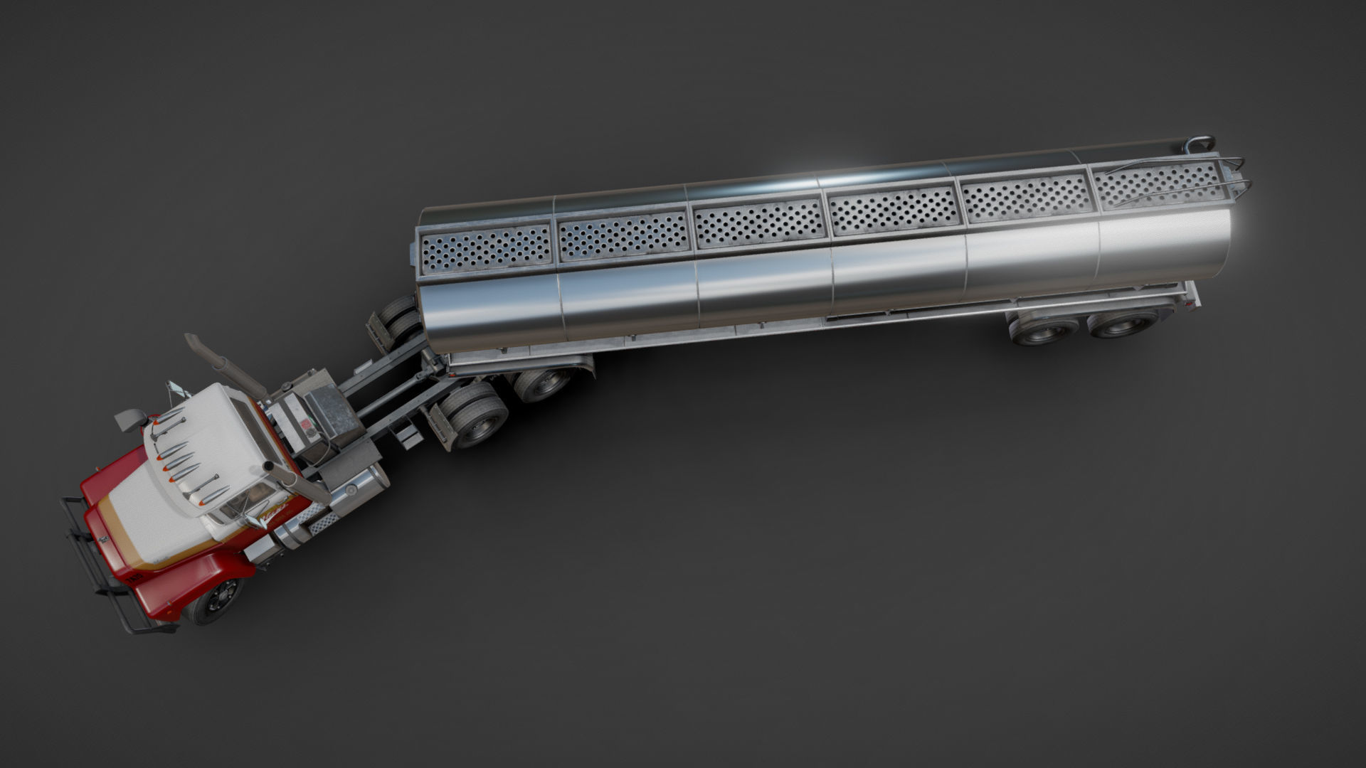 Industrial fuel trailer truck Low-poly 3D model_19