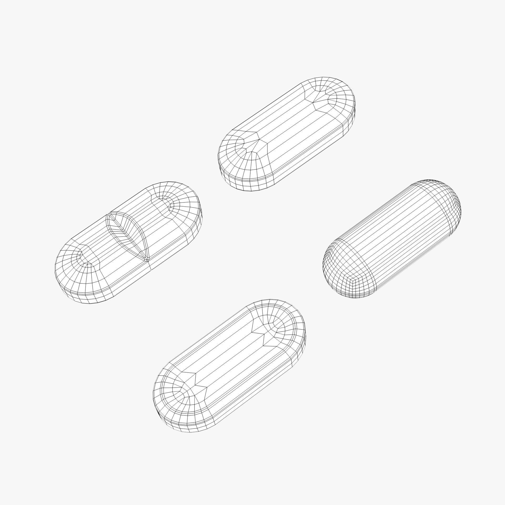 Set of long shaped pills with 4K PBR tex and color variations Low-poly 3D model_9