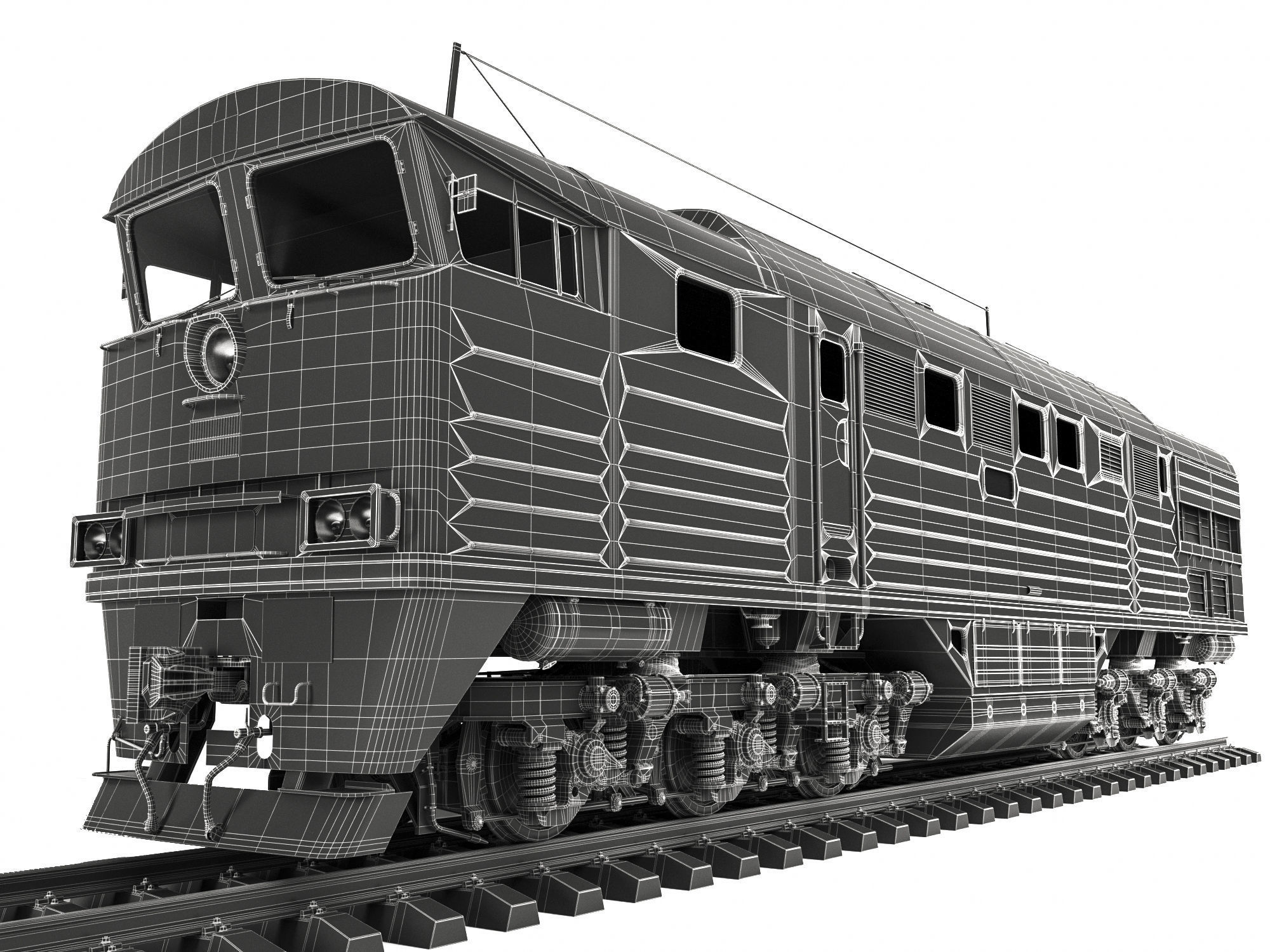 Soviet diesel locomotive 2TE116 3D model_5