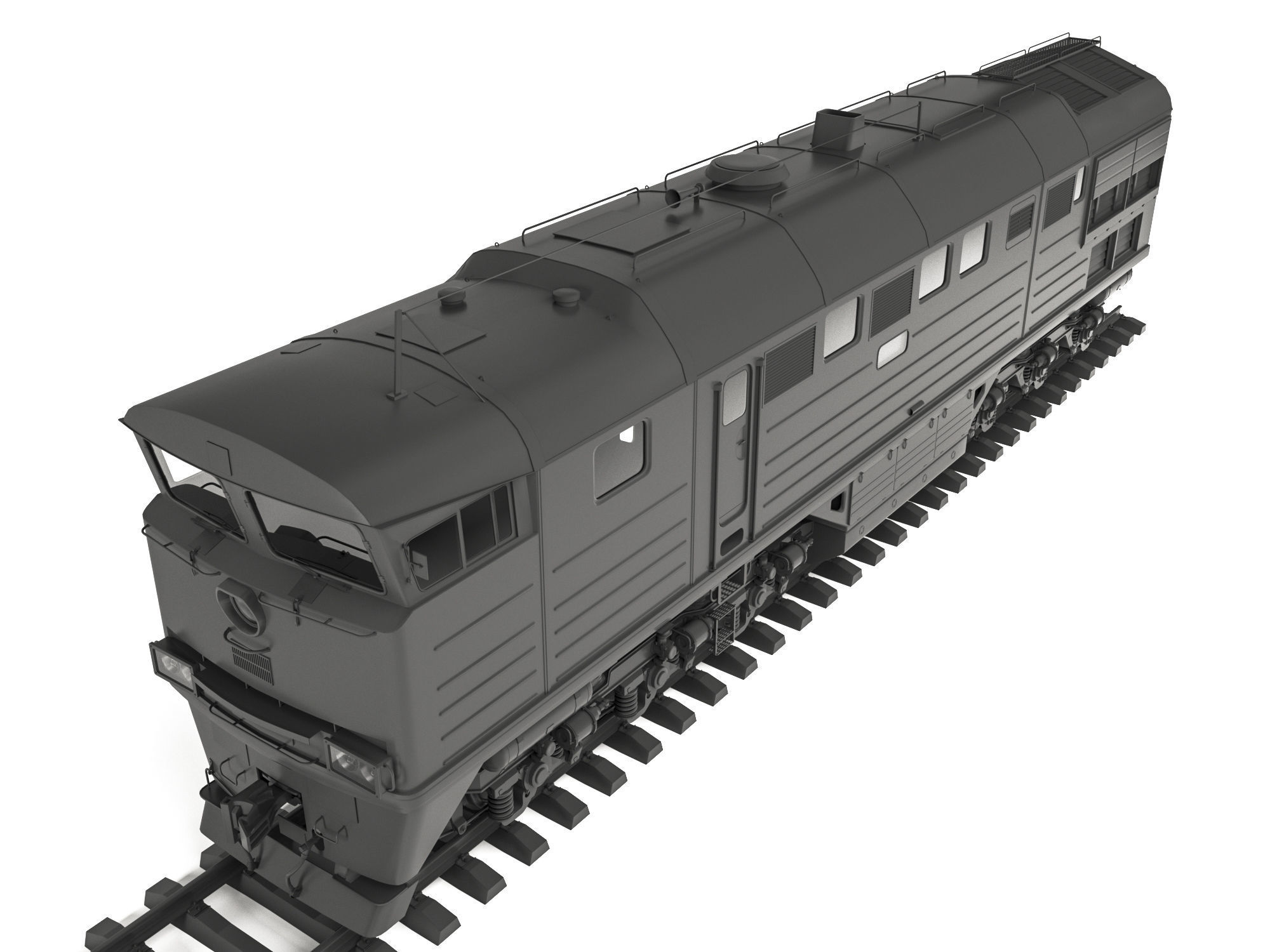 Soviet diesel locomotive 2TE116 3D model_1