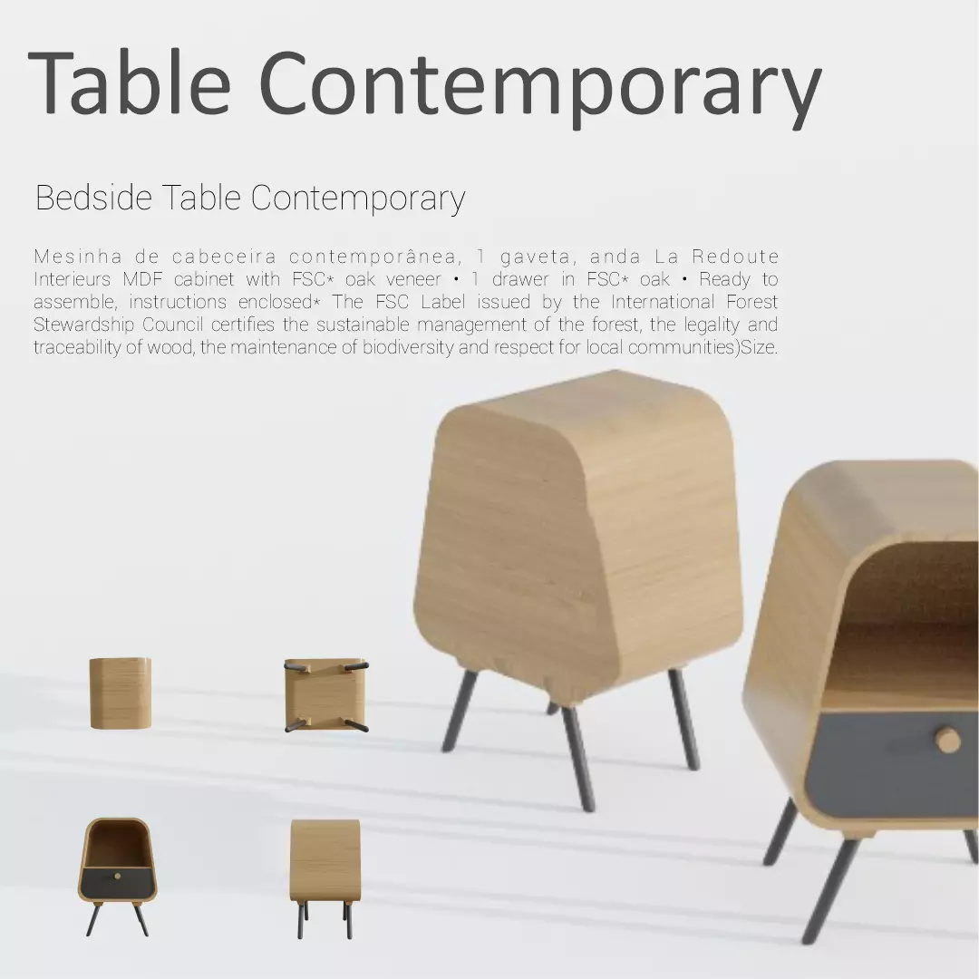 bedside table contemporary 3D model