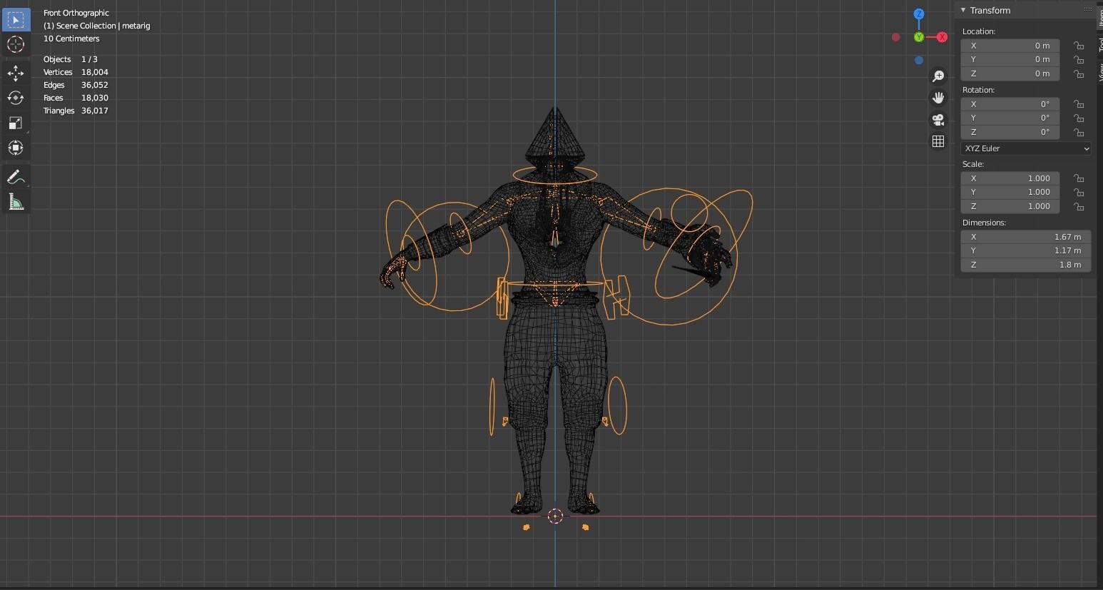 Faceless man holding sword Low-poly 3D model_3