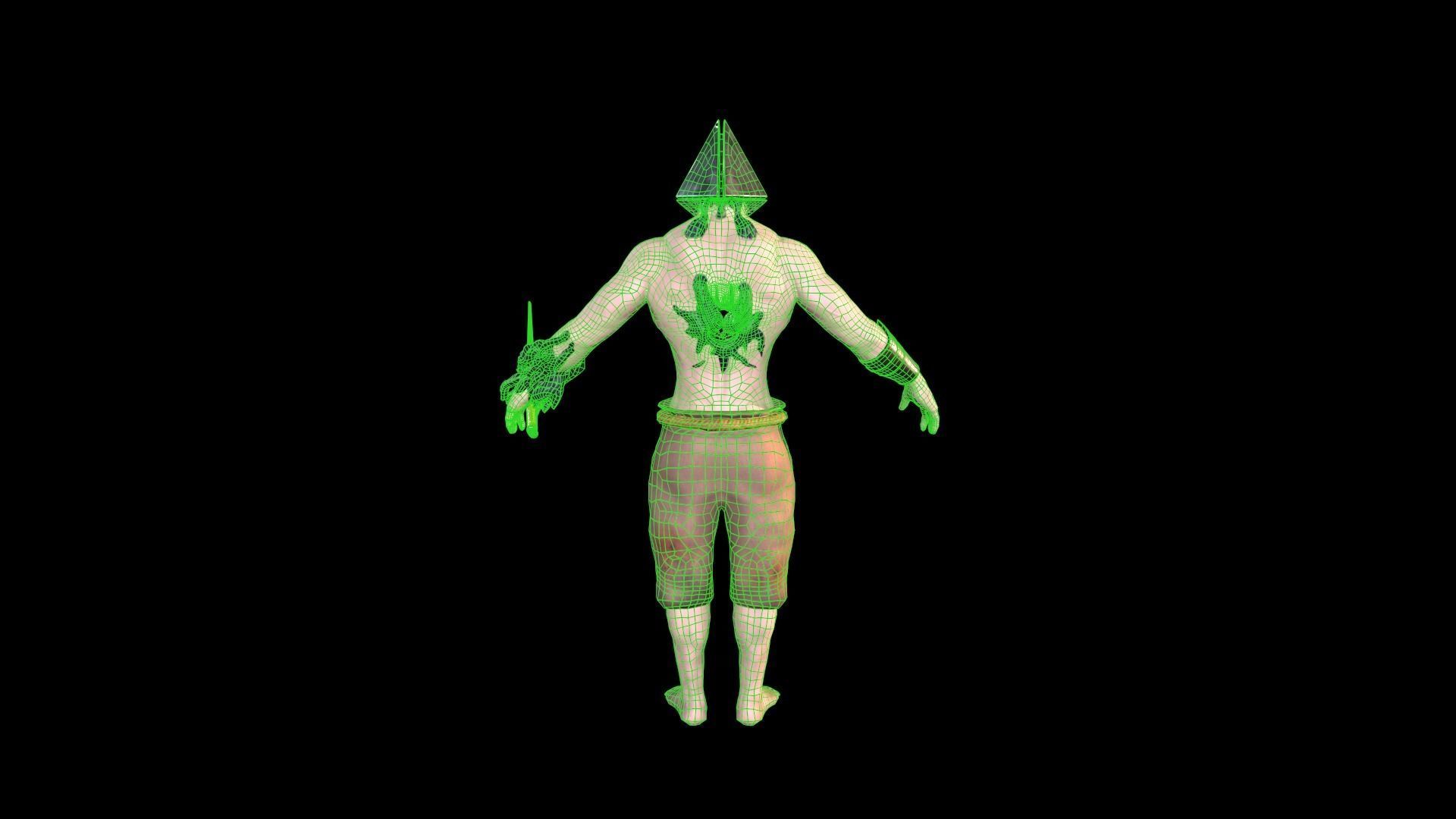 Faceless man holding sword Low-poly 3D model_7