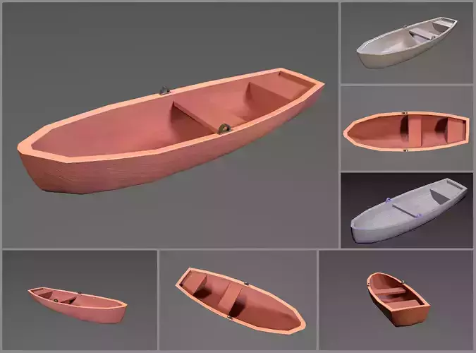 Simple Low-poly stylized rowboat Low-poly 3D model