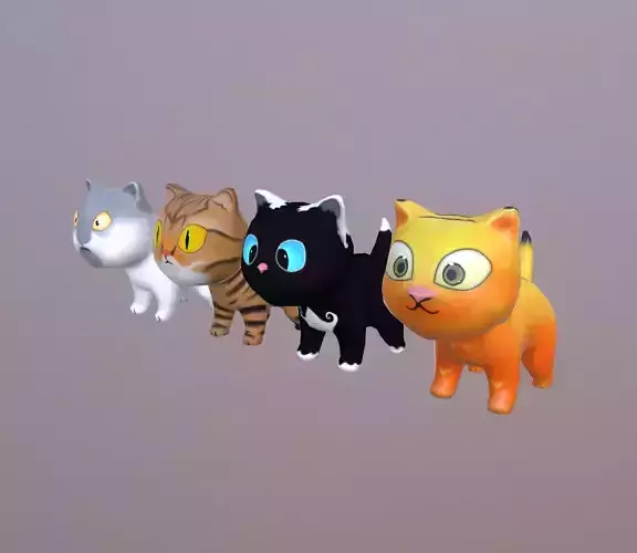 Low poly Cat with 4 skins